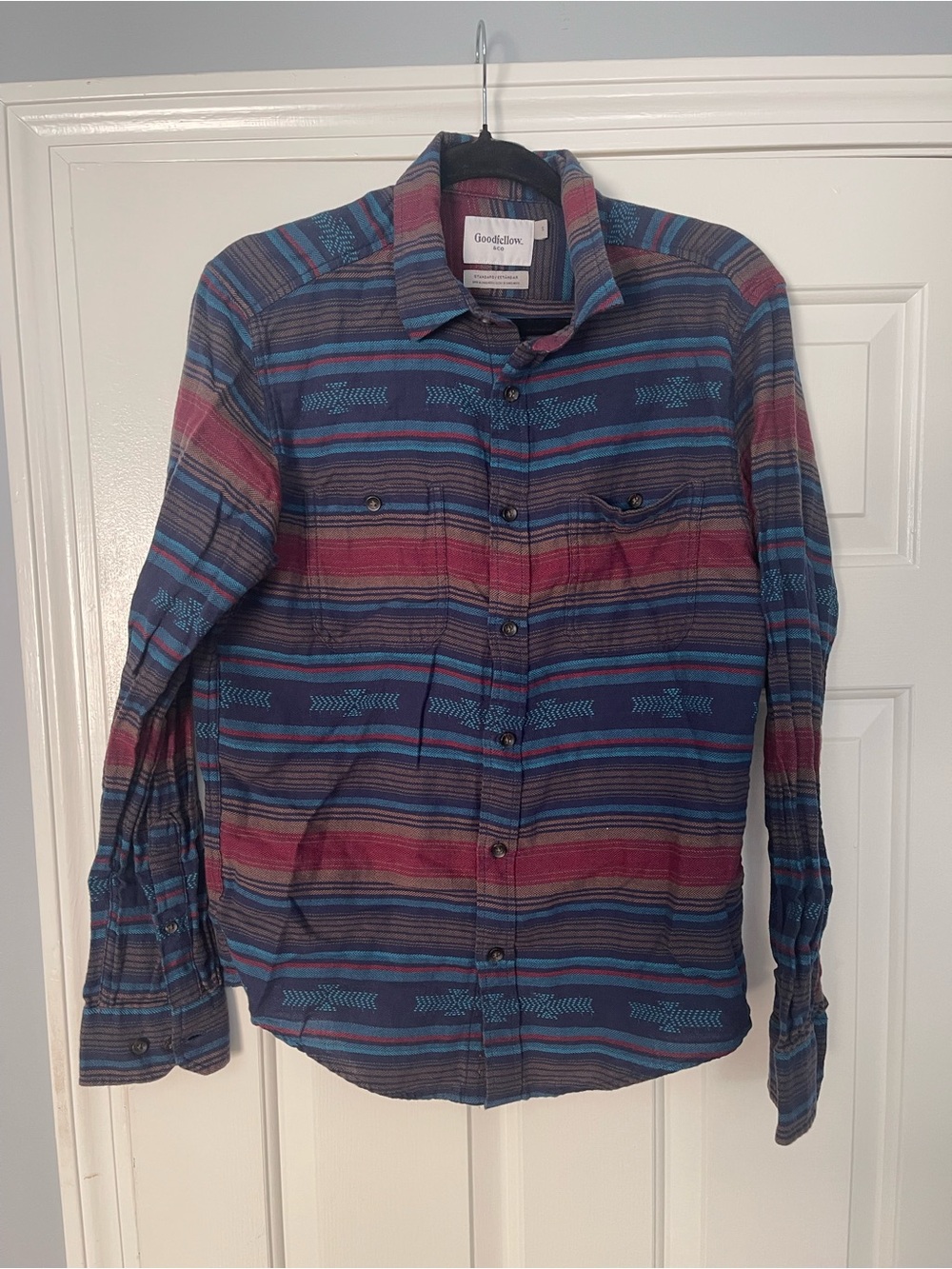 Goodfellow & Co Navy and Maroon Striped Button-Down Shirt